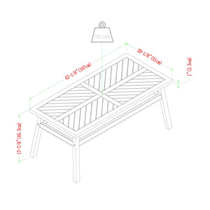 Solis Modern Outdoor 4-Piece Acacia Chaise Sectional with Coffee Table