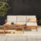 Solis Modern Outdoor 4-Piece Acacia Chaise Sectional with Coffee Table