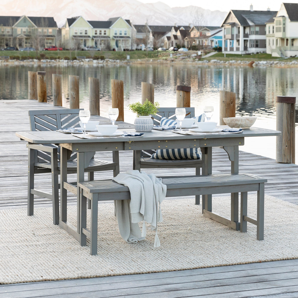 Somerset Extendable Outdoor Patio 4-Piece Dining Set