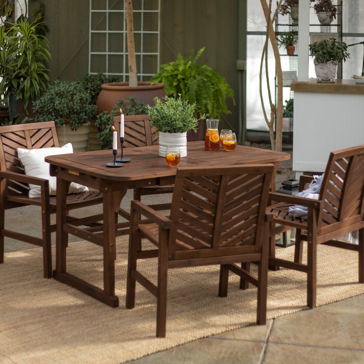 Somerset Extendable Outdoor Patio 5-Piece Dining Set