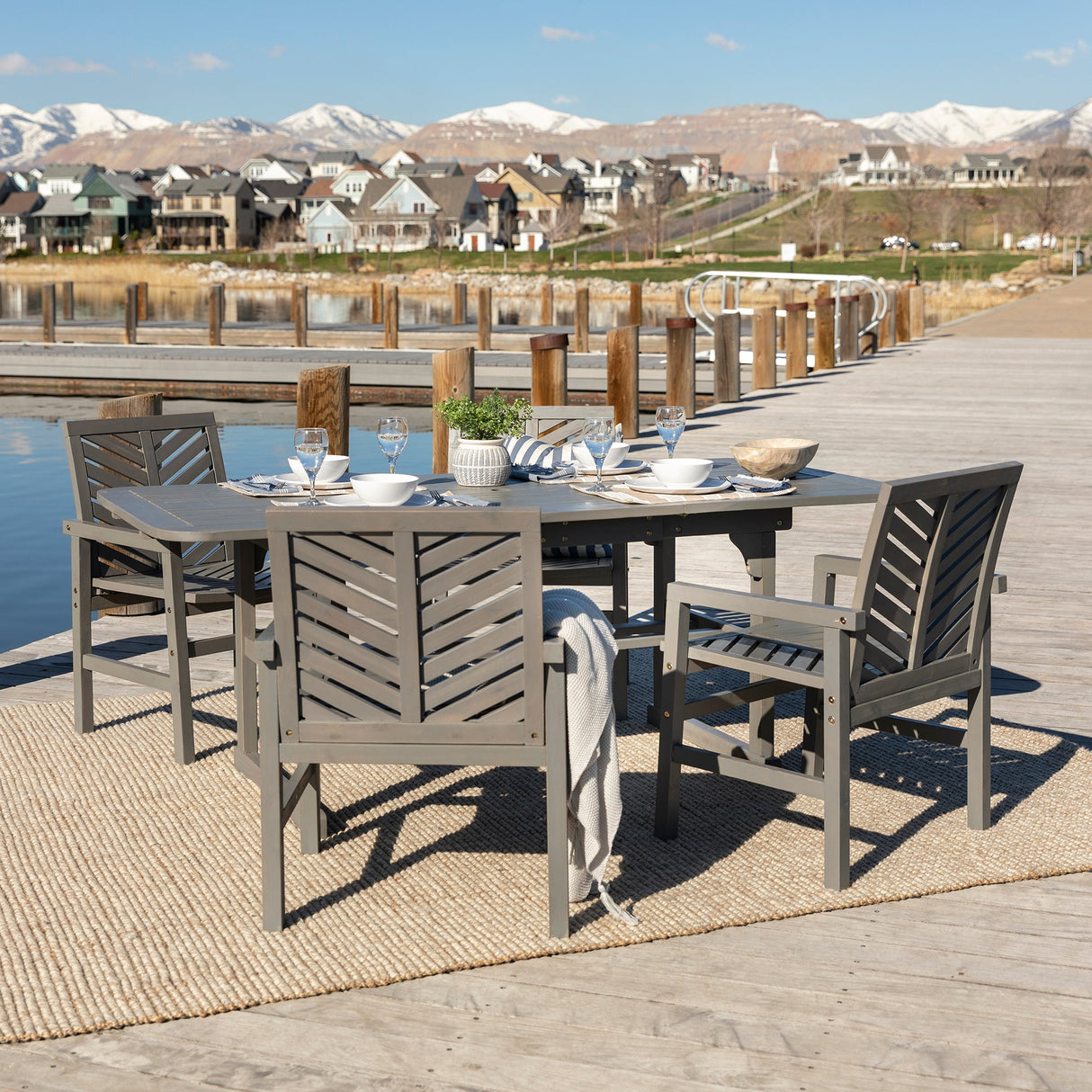 Somerset Extendable Outdoor Patio 5-Piece Dining Set