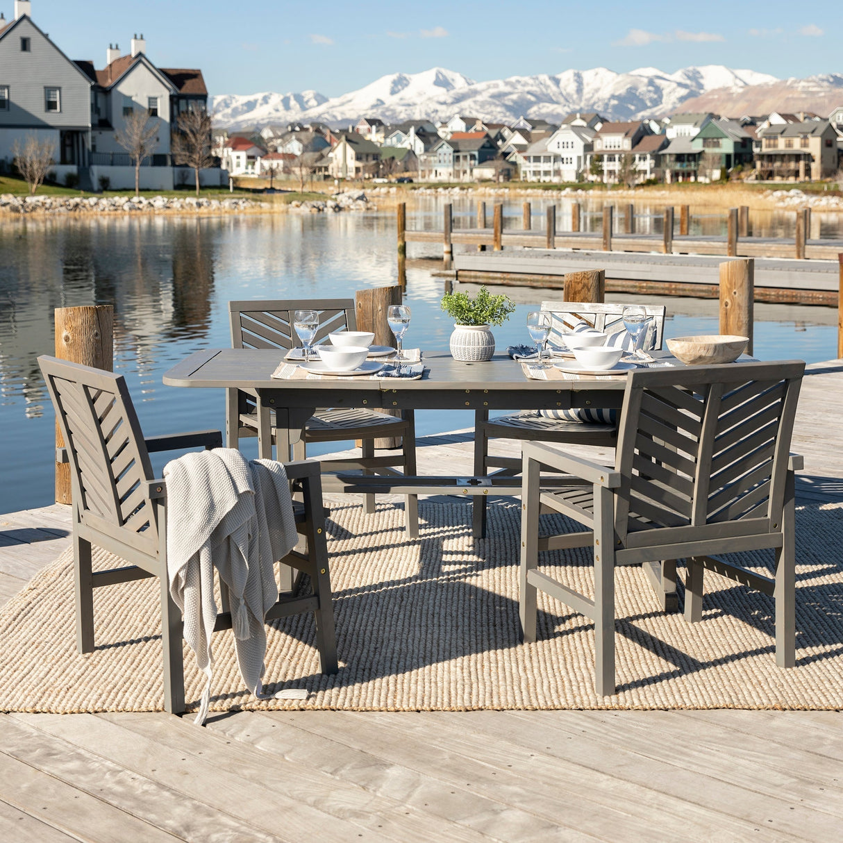 Somerset Extendable Outdoor Patio 5-Piece Dining Set