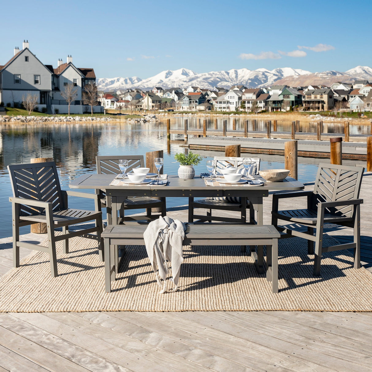 Somerset Extendable Outdoor Patio 6-Piece Dining Set