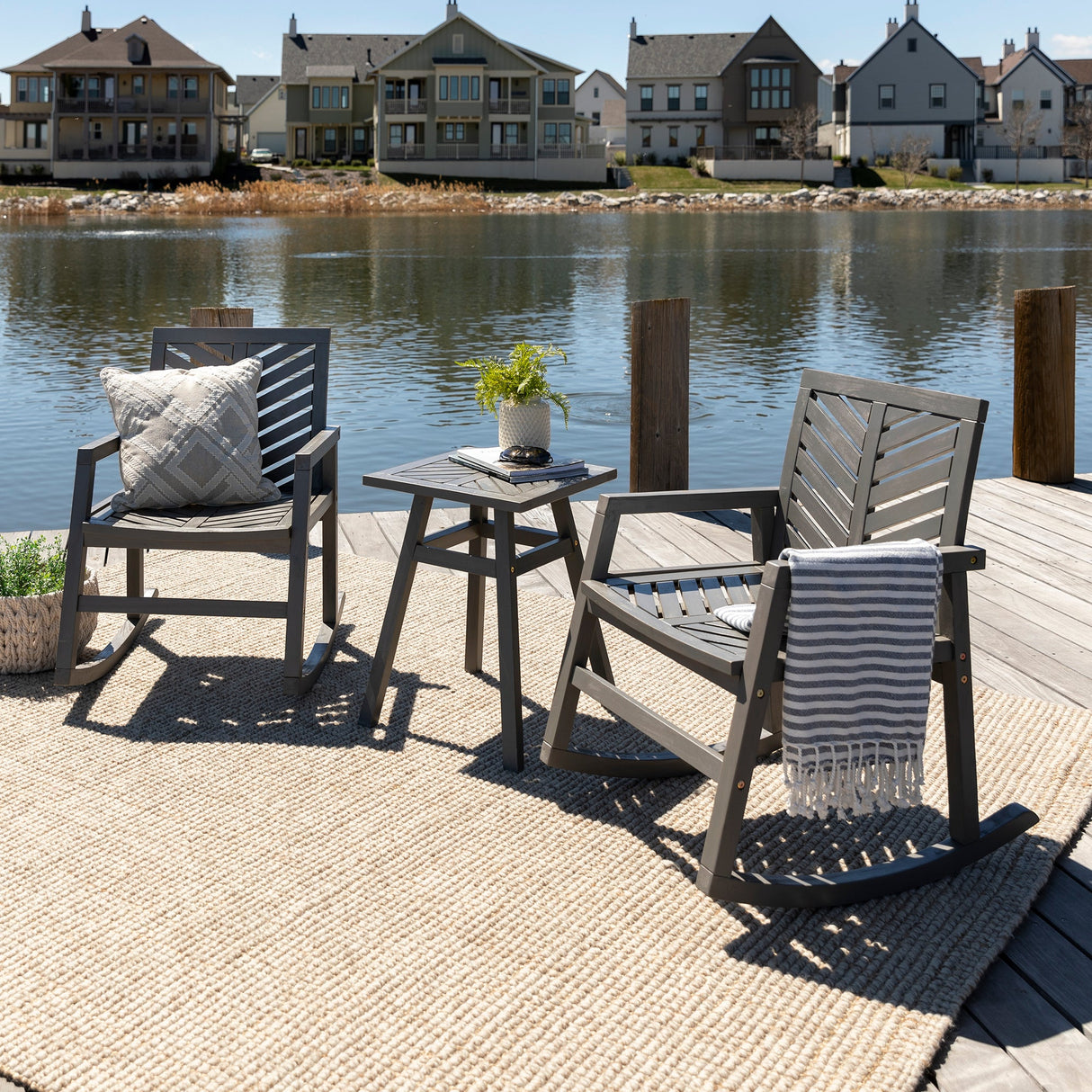 Somerset Outdoor Rocking Chair 3-Piece Chat Set