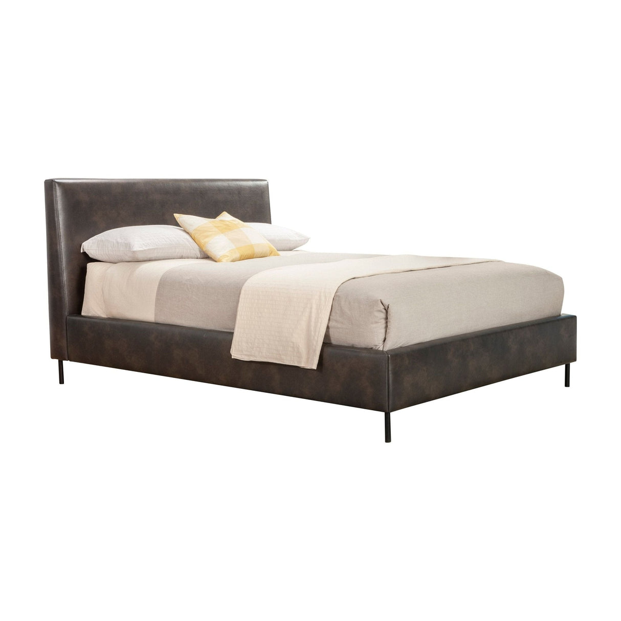 Sophia Faux Leather Platform Bed, Gray