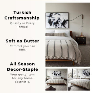 Sophie | Farmhouse Home Decor Turkish Cotton Throw Bed Blanket
