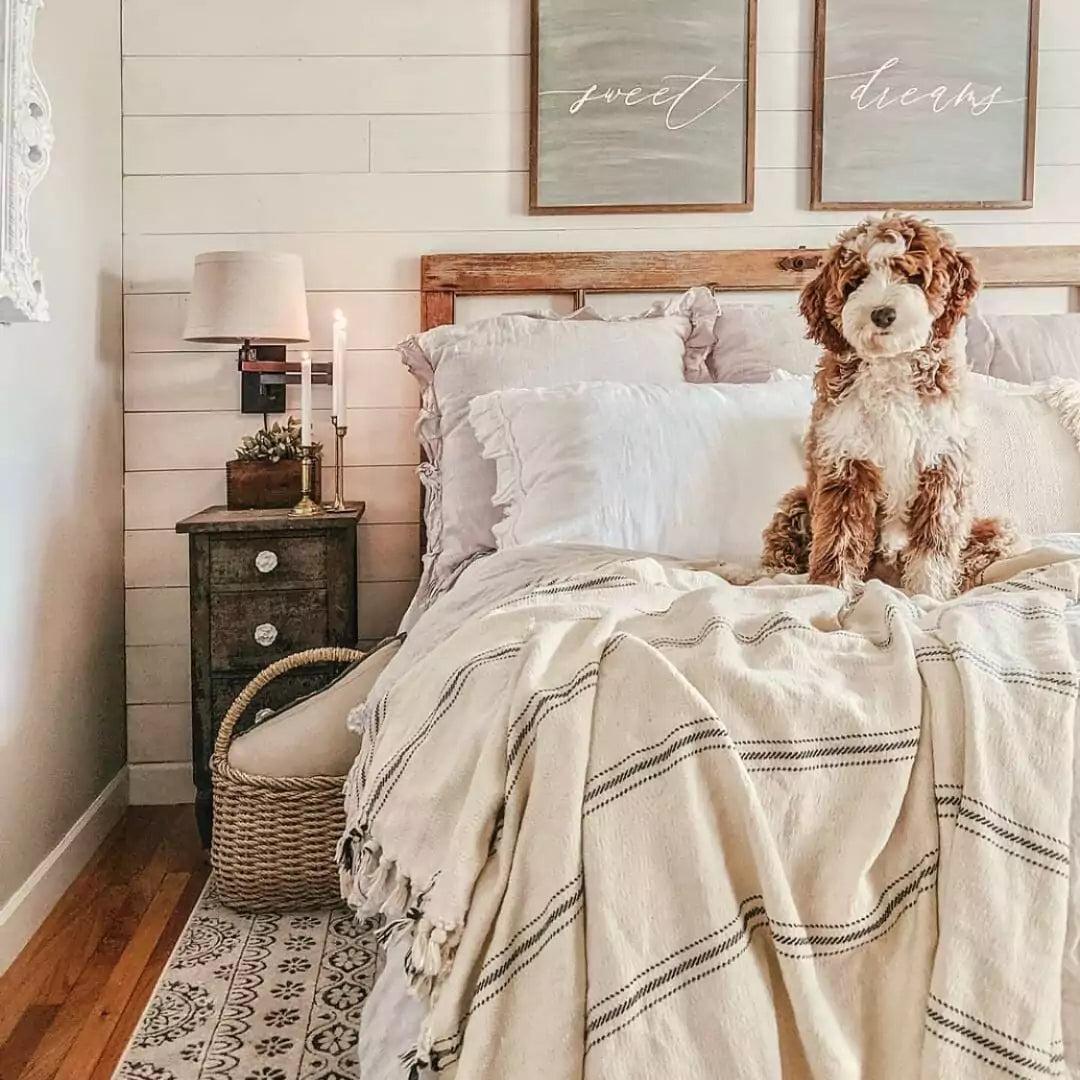 Sophie | Farmhouse Home Decor Turkish Cotton Throw Bed Blanket