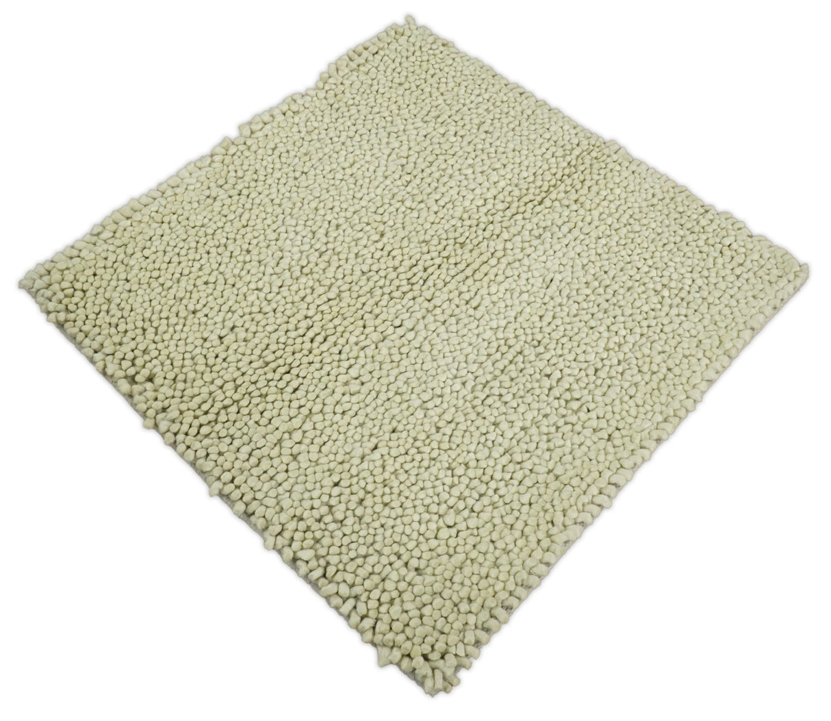 Square 3x3 Beige Wool Shag Handmade Felted Rug | SHA1