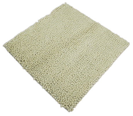 Square 3x3 Beige Wool Shag Handmade Felted Rug | SHA1