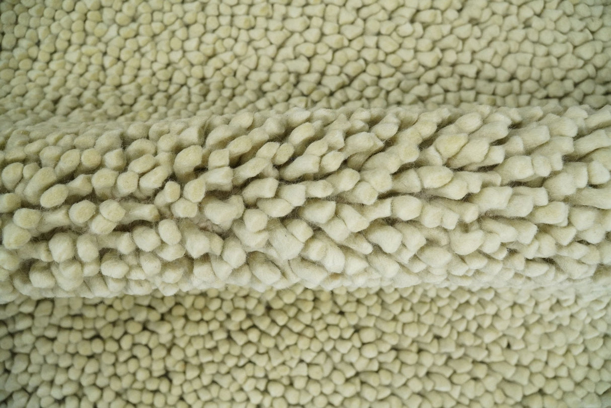 Square 3x3 Beige Wool Shag Handmade Felted Rug | SHA1