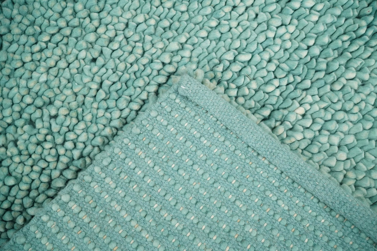 Square 3x3 Blue Wool Shag Handmade Felted Rug | SHA2