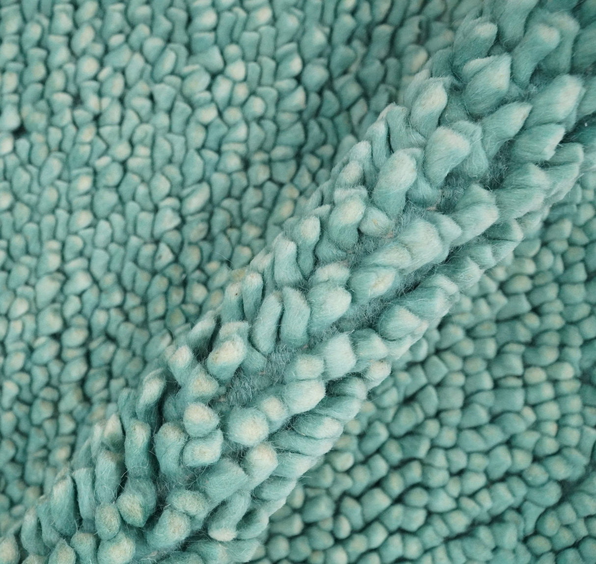 Square 3x3 Blue Wool Shag Handmade Felted Rug | SHA2