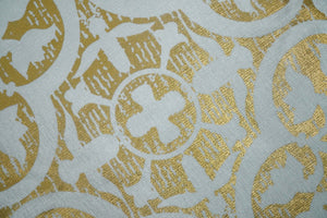Square Geometric Printed Modern Contemporary Accent Gold and White Pillow Cover | PL08