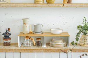 Stackable Countertop Shelf - Two Sizes - Steel + Wood