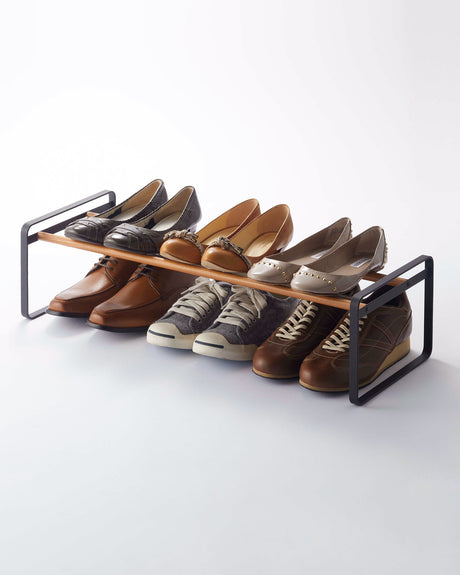 Stackable Shoe Rack (7" H) - Steel + Wood