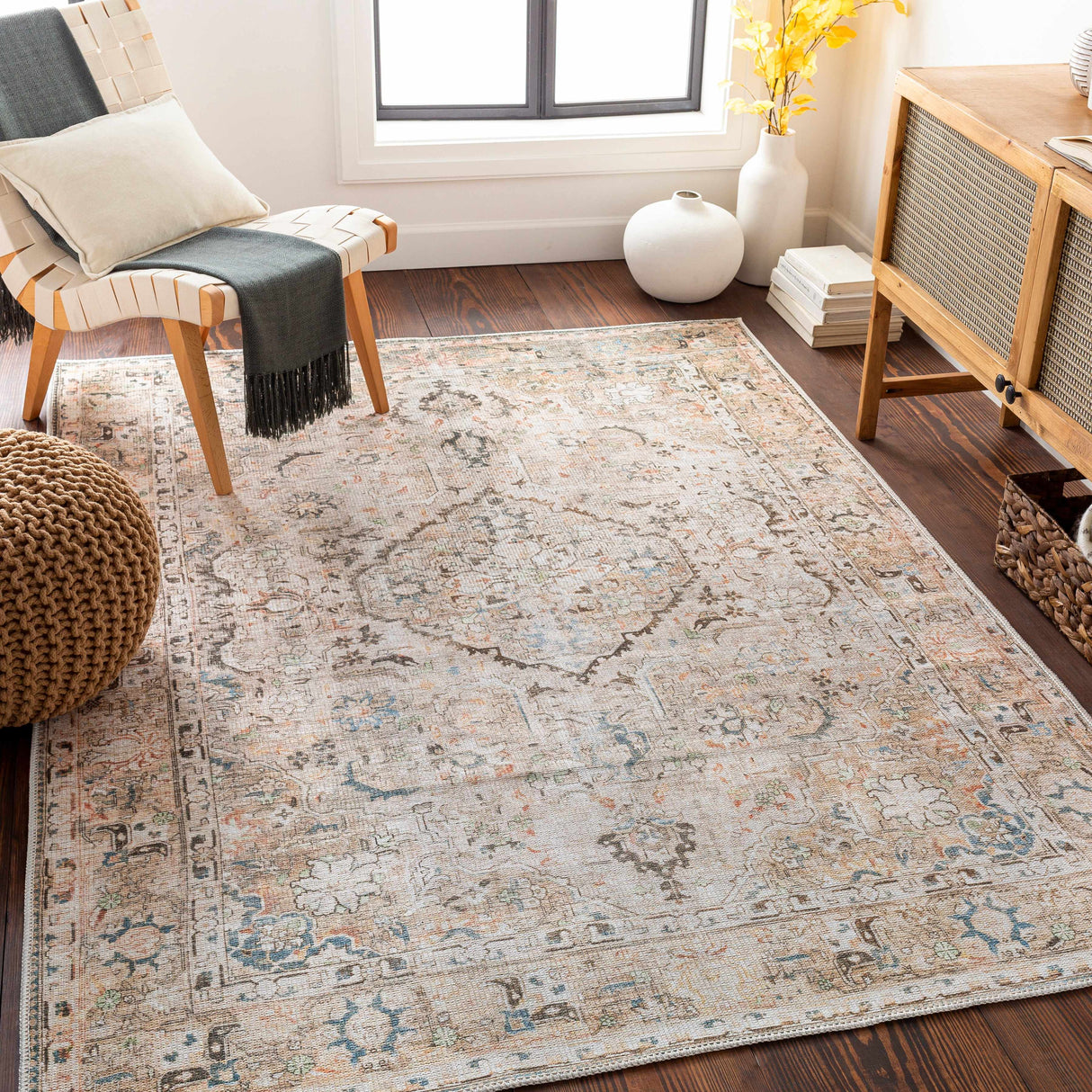 Standon Vintage Flat Pile Washable Rug