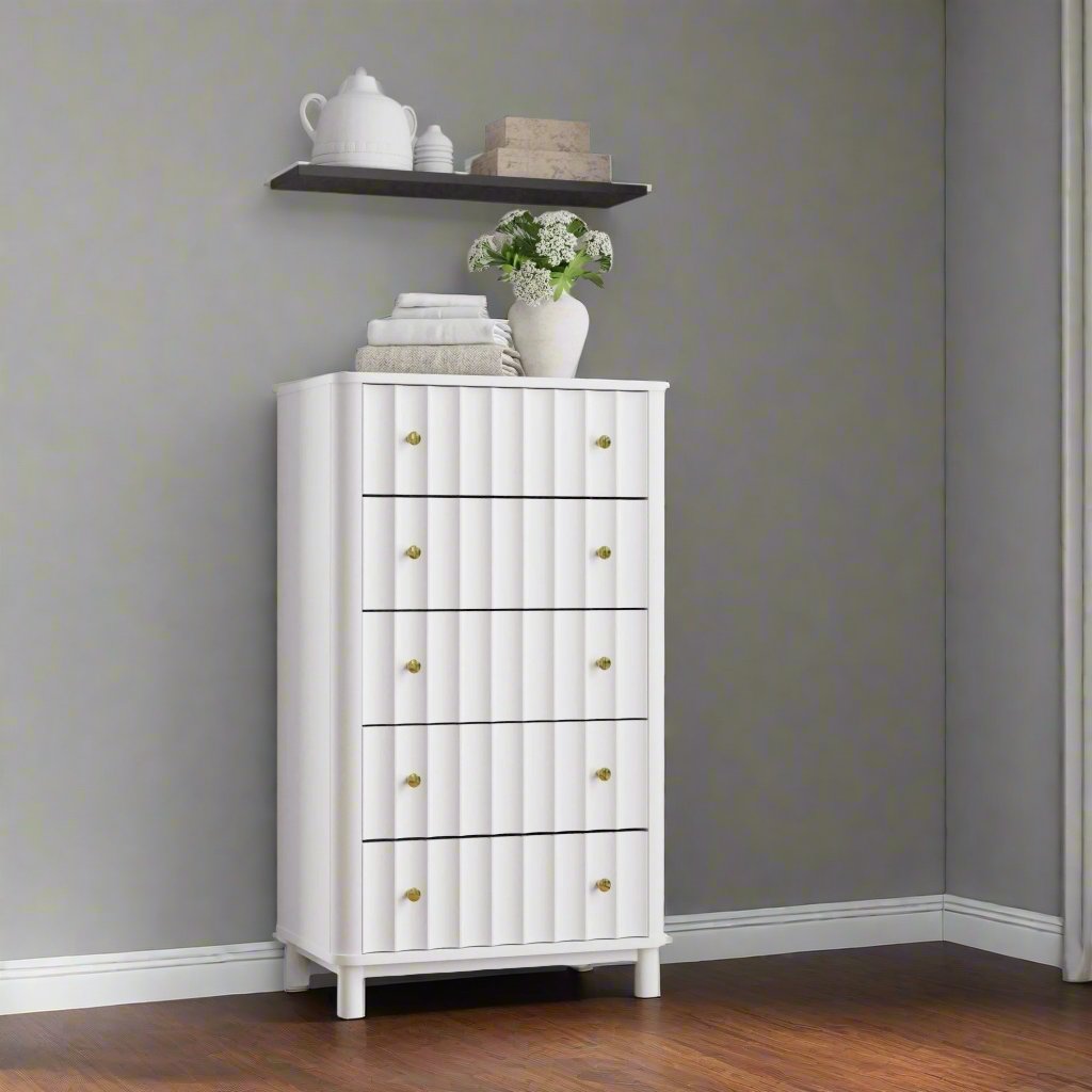 Stapleton Five Drawer Chest, White