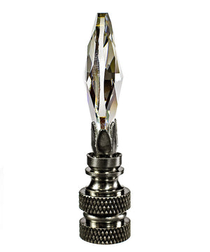 Stephanov Crystal Small Teardrop Nickel Base Lamp Finial 2.5"h