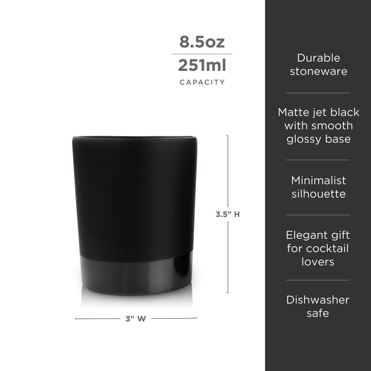 Stoneware Tumblers in Black Set of 2