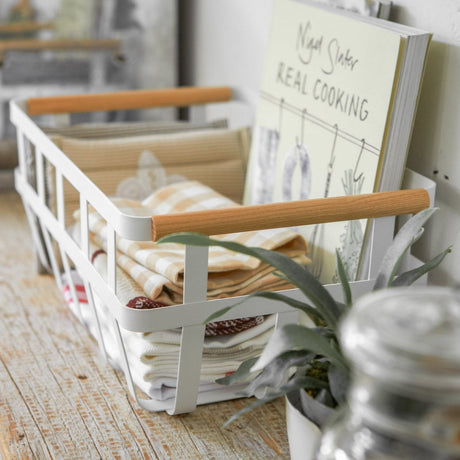 Storage Basket - Two Sizes - Steel + Wood