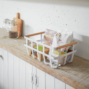 Storage Basket - Two Sizes - Steel + Wood