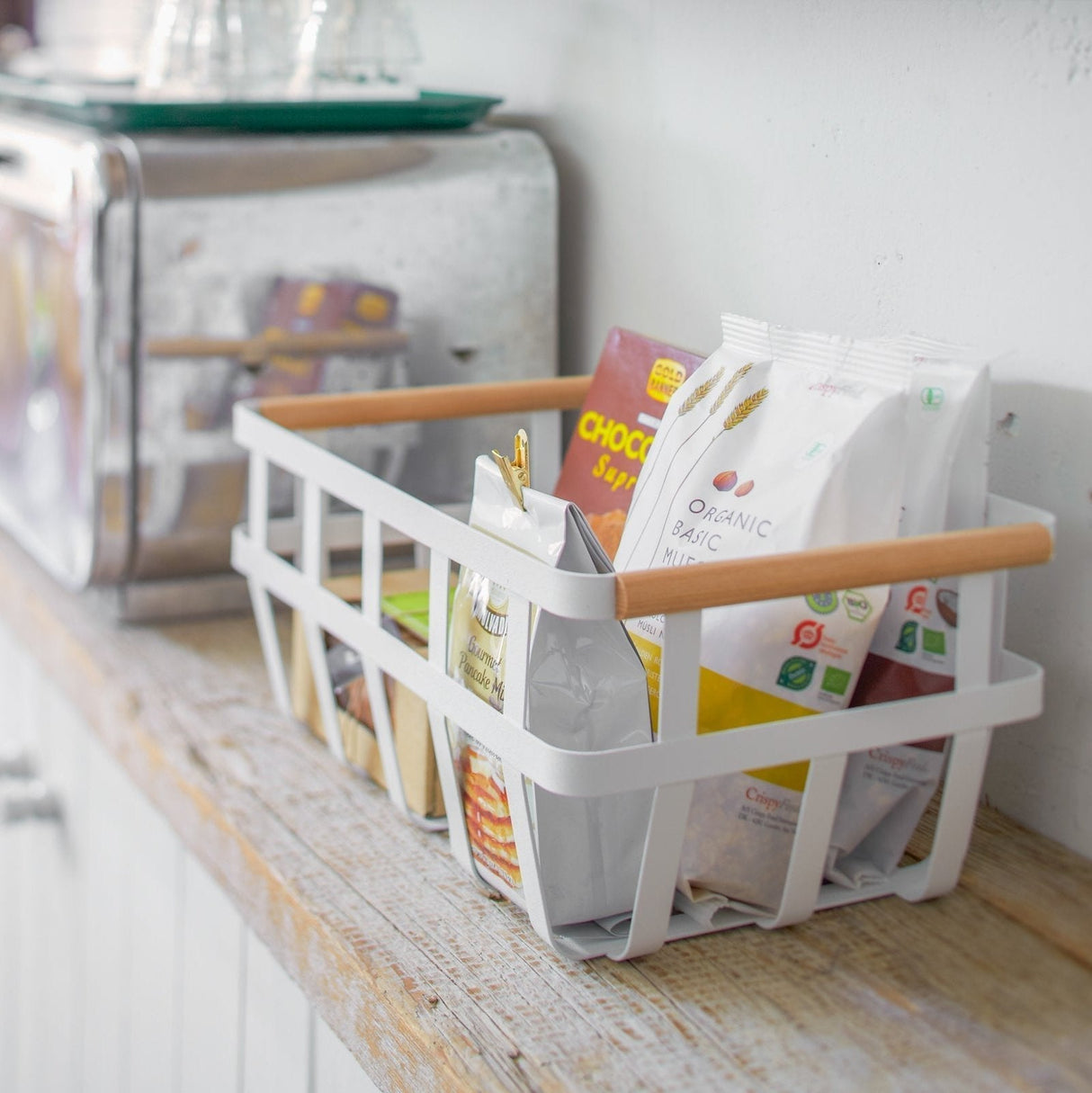 Storage Basket - Two Sizes - Steel + Wood