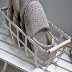 Storage Basket - Two Sizes - Steel + Wood