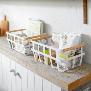 Storage Basket - Two Sizes - Steel + Wood