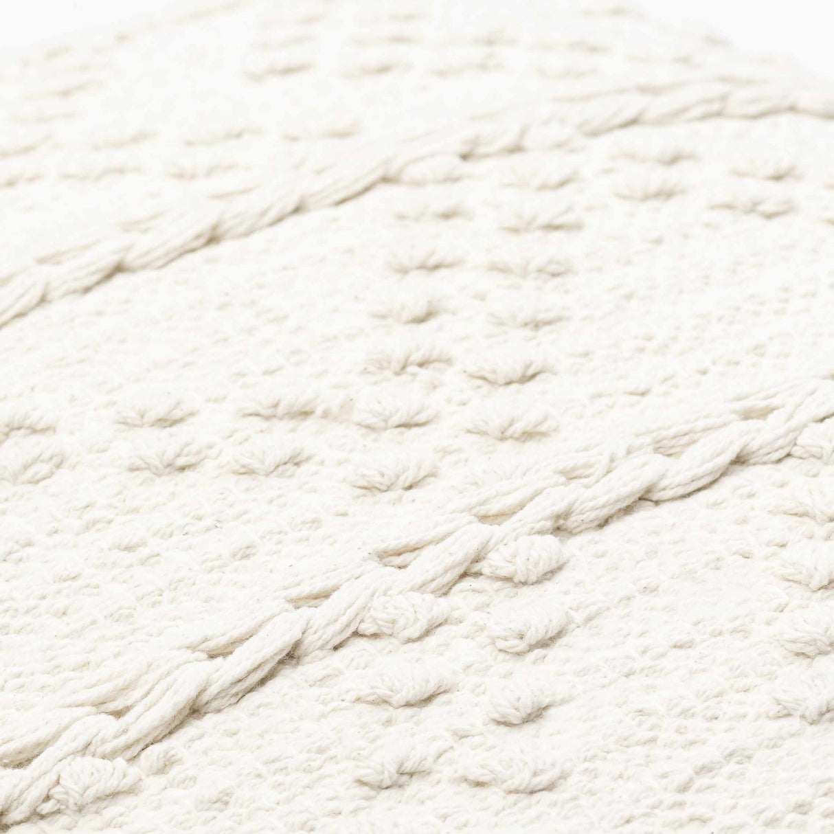 Sumiton White Textured Crochet Cotton Throw Pillow