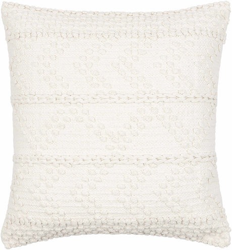 Sumiton White Textured Crochet Cotton Throw Pillow