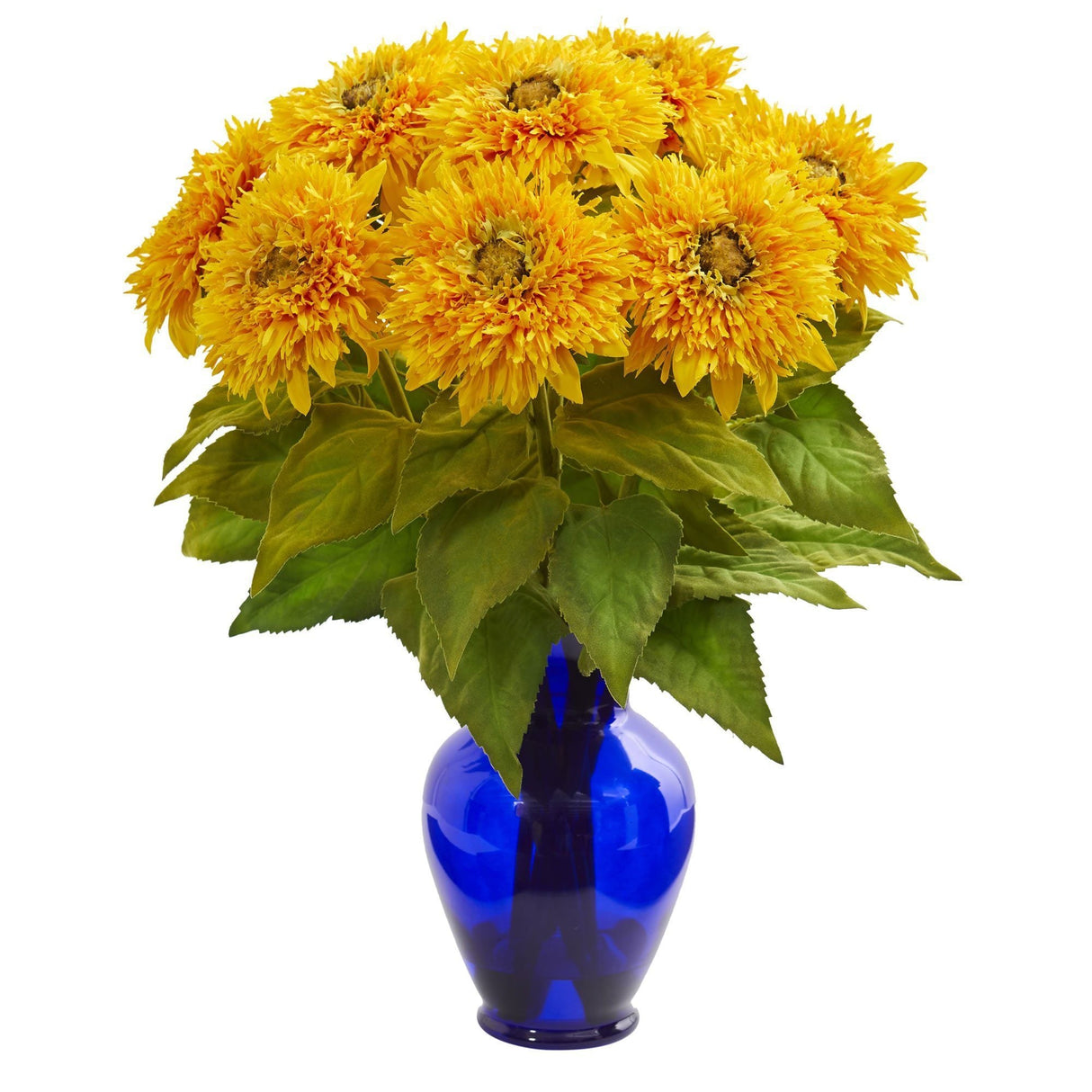 Sunflower Artificial Arrangement in Blue Vase