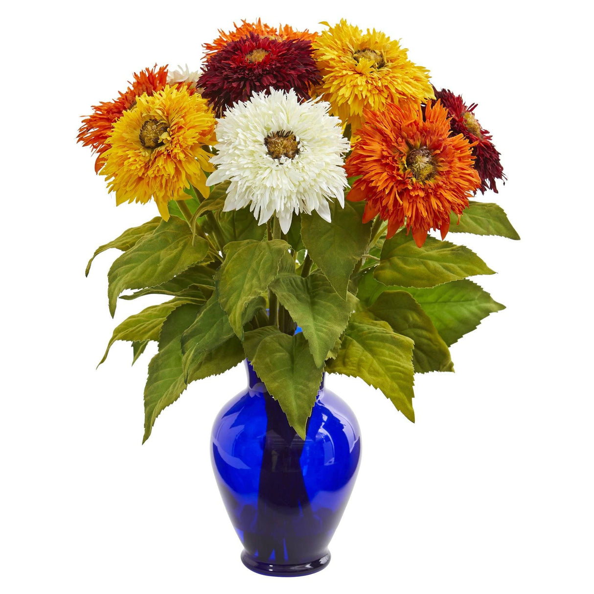 Sunflower Artificial Arrangement in Blue Vase