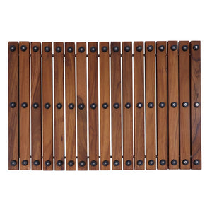 Sunriver Teak Shower and Bath String Mat with Rubber Feet 23.62" x 15.75"