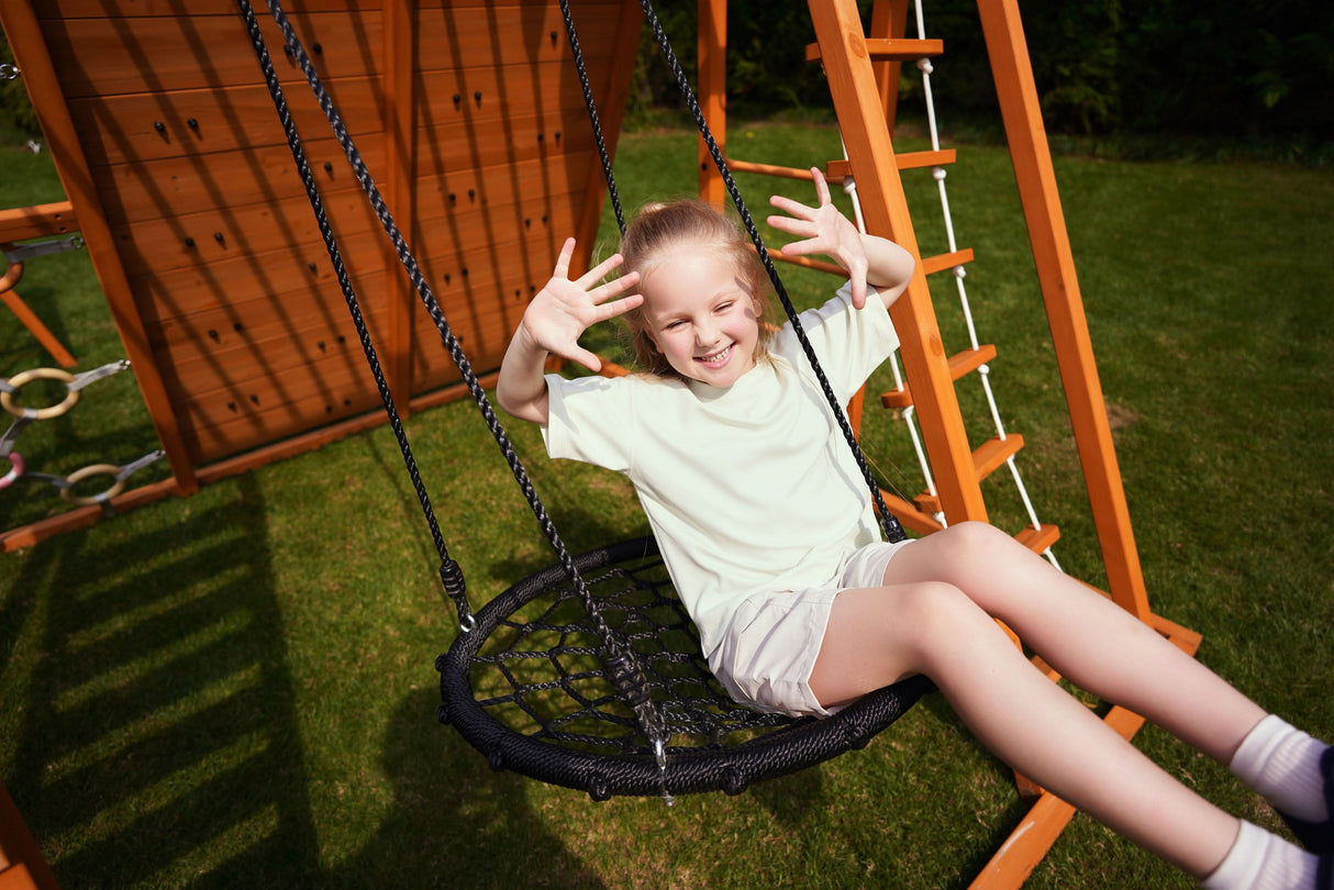 Sycamore Backyard Climbing Set – 2 Swings, Trapeze Bar & Outdoor Fun
