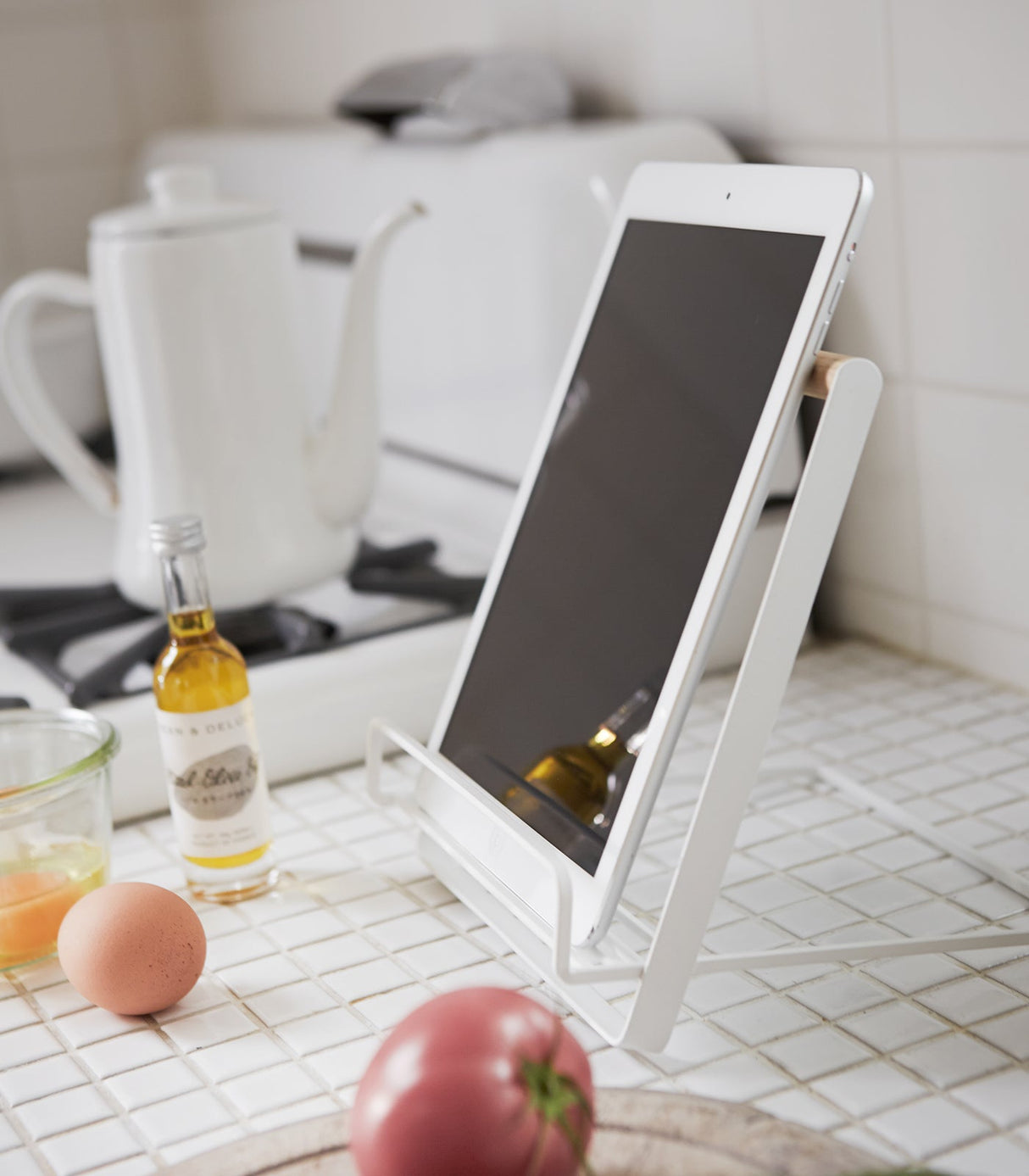 Tablet and Cookbook Stand - Steel + Wood