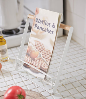 Tablet and Cookbook Stand - Steel + Wood