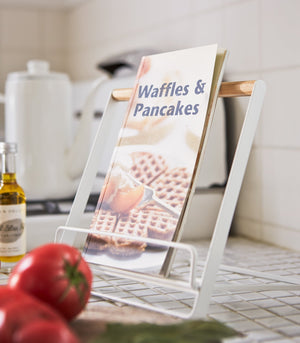 Tablet and Cookbook Stand - Steel + Wood