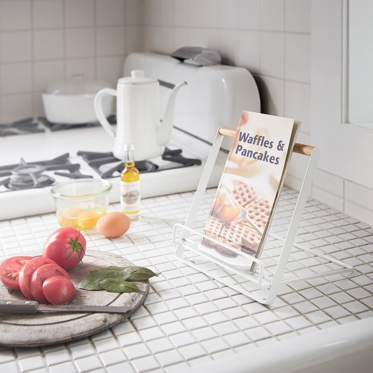 Tablet and Cookbook Stand - Steel + Wood