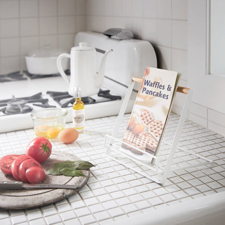 Tablet and Cookbook Stand - Steel + Wood