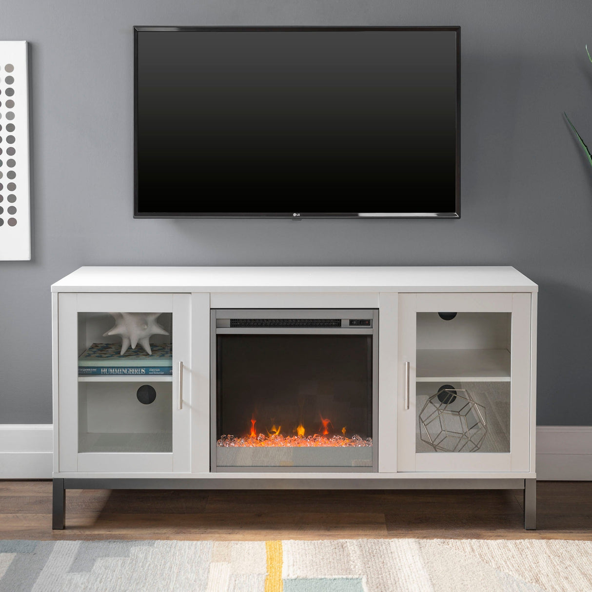 Talia TV Stand with Crystal Fireplace