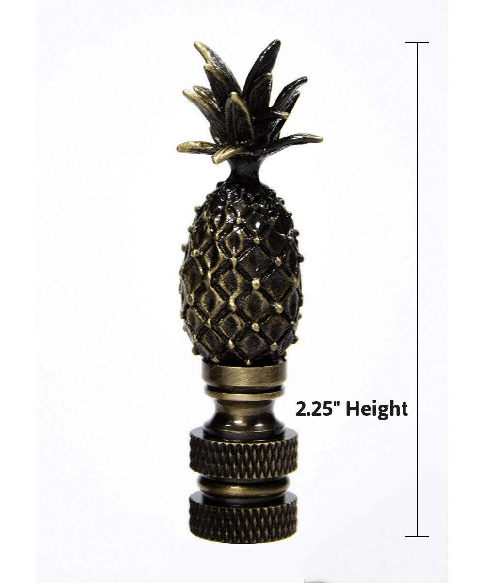 Tall Pineapple Lamp Finial Antique Brass Metal 2.5"h