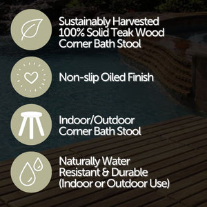 Tanzania Oiled Teak Shower and Bath Corner Stool with Shelf - 17.5"