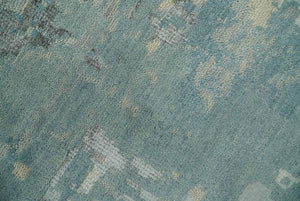 Teal, Beige, Silver and Charcoal Modern abstract Hand Knotted 5x8 wool Area Rug