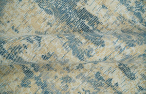 Teal, Gold and Ivory Modern Abstract 5x8 Hand loom wool and Viscose Area Rug