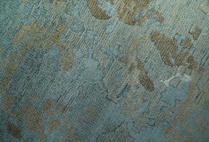 Teal and Olive Modern Abstract Hand Knotted 5x8 wool area Rug
