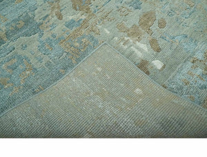 Teal and Olive Modern Abstract Hand Knotted 5x8 wool area Rug
