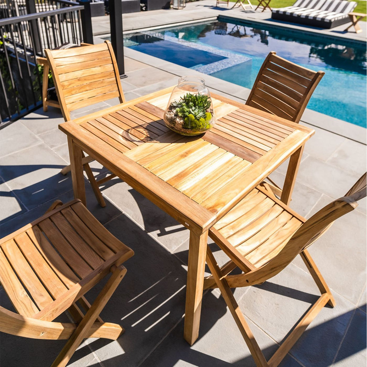Telluride 4-Person Natural Teak Outdoor Square Dining Table 39"