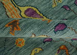 The Jungle Life Peacock Bird Rug Hand Knotted 8x10 Green Wool Rug