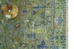 The Plant and Root Green Hand Knotted 8x10 Traditional Wool Area Rug