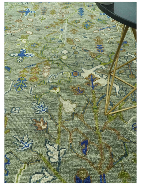 The Plant and Root Green Hand Knotted 8x10 Traditional Wool Area Rug